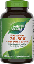 Nature's Way GS-500 Glucosamine Sulfate Stable Form Helps Support Healthy Joints &amp Cartilage* 500 mg Glucosamine per Capsule 240 Capsules (Packaging May Vary)