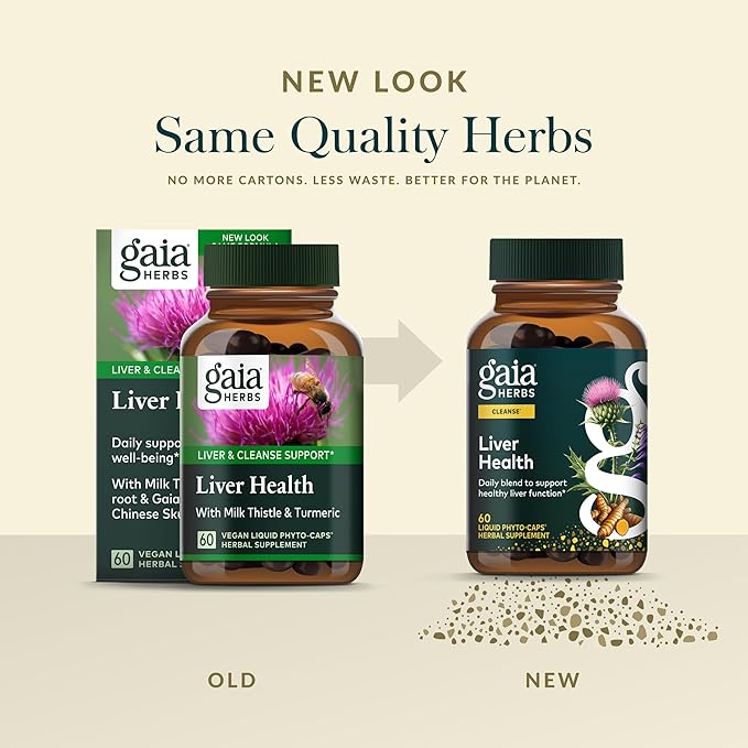 Gaia Herbs Liver Health - Supplement with Milk Thistle Turmeric Root Schisandra &amp Licorice Root for Liver &amp Cleanse Support* - 60 Vegan Liquid Phyto-Caps (60 Servings)