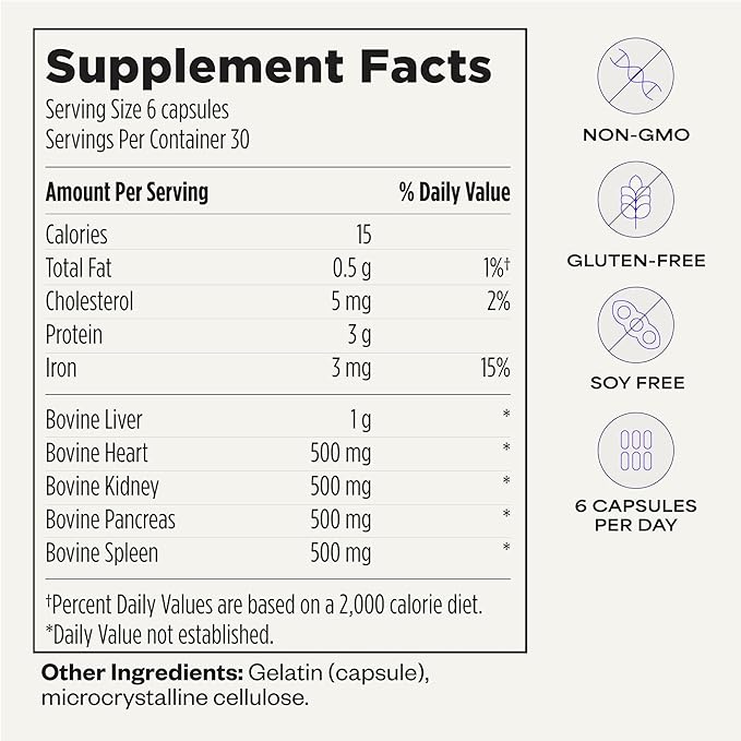 Organs 101 by Dave Asprey | Daily Vital Nutrient Support | 100% Grass-Fed Beef Organs Supplement | Freeze-Dried Liver Heart Kidney Pancreas and Spleen | Non-GMO | 30 Day Supply