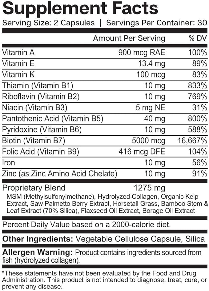 Essential Elements® Hair Hero™ - Hair Vitamins for Men - Broad-Spectrum Support with 5000 mcg Biotin - 60 Count - 30 Servings (2-Pack)