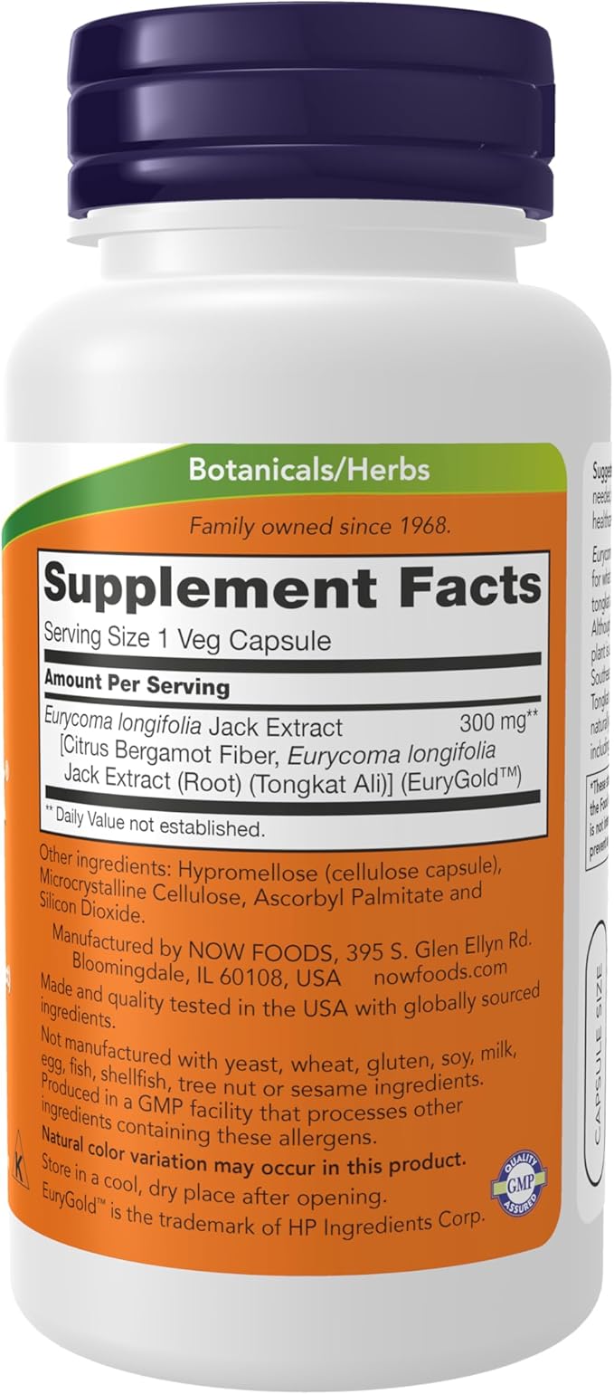 NOW Foods Supplements TestoJack 300™ with 300 mg of Tonkat Ali (Eurycoma longifolia Jack Extract) 60 Veg Capsules