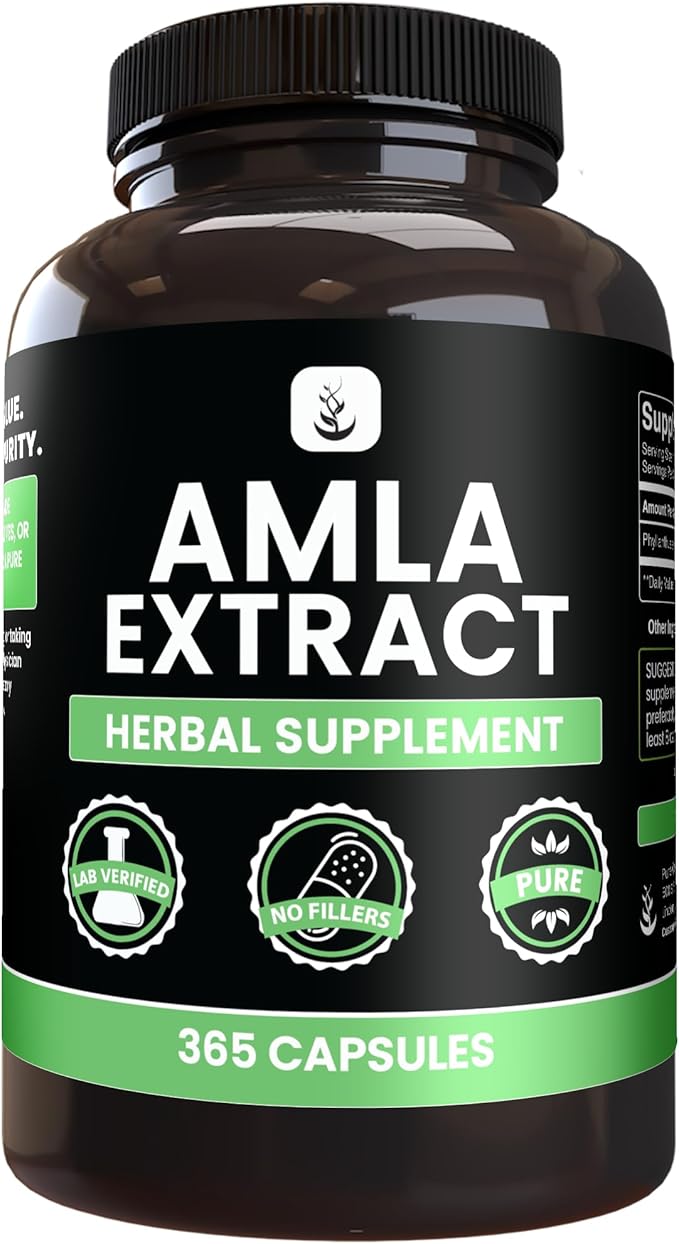 PURE ORIGINAL INGREDIENTS Amla Extract (365 Capsules) No Magnesium Or Rice Fillers Always Pure Lab Verified