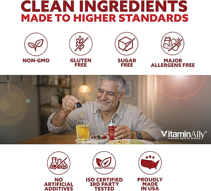 Liposomal Men's 50+ Liquid Multivitamin Drops | Non-GMO | Sugar Free | Gluten Free | 30 Day Supply | 3 FL Oz | Supports Brain Health Immunity and Energy Production