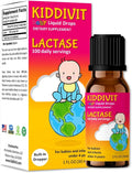 Kiddivit Baby Lactase Drops 1000 Units – Gentle Digestive Support Enzyme Supplement – 100 Daily Servings – Built-In Dropper Glass Bottle – Gluten Free Vegetarian 1oz