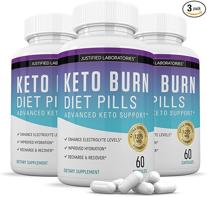 (3 Pack) Keto Burn Diet Pills 1275MG New &amp Improved Formula Contains Apple Cider Vinegar Extra Virgin Olive Oil Powder Green Tea Leaf 180 Capsules