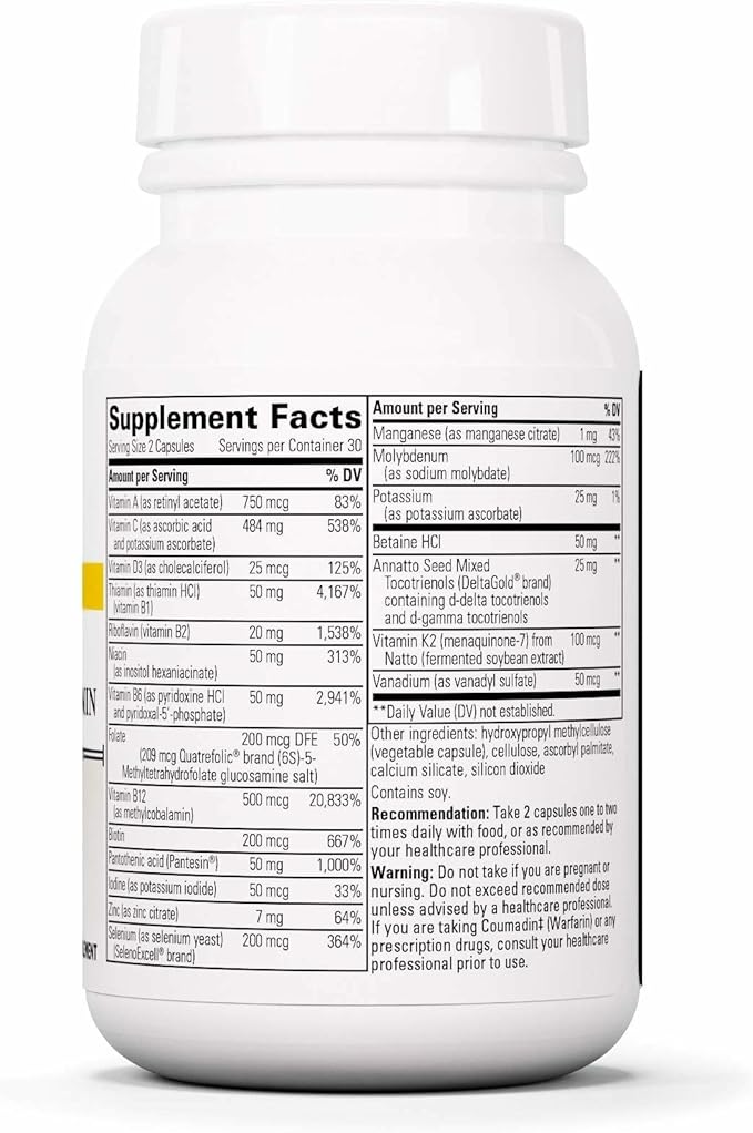 Integrative Therapeutics ProThrivers Wellness Multivitamin - Includes Vitamin A C &amp B12 - Multivitamin Supplement with Included Minerals - 60 Capsules (30 Servings)