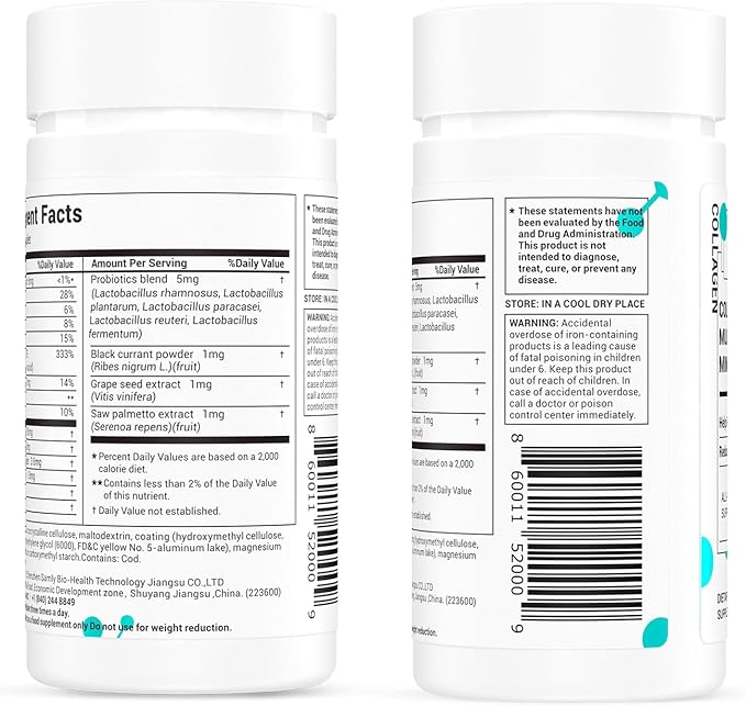 DrBioCare Collagen Peptides for Women Beauty Vitamin &amp Mineral SupplementContains Vitamin D3 Probiotics for Women &amp Collagen PeptidesVitamin B ComplexVitamin E 180 Tablets