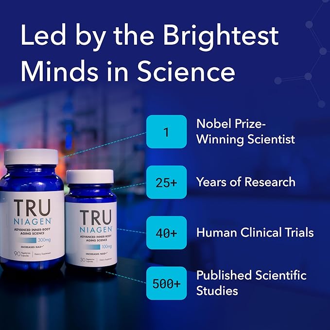 TRU NIAGEN BEAUTY NAD+ for Hair Skin &amp Nails | Contains Niagen® Astaxanthin Hyaluronic Acid Biotin | Supports Skin Elasticity &amp Moisture Retention | Daily Supplements for Men &amp Women |