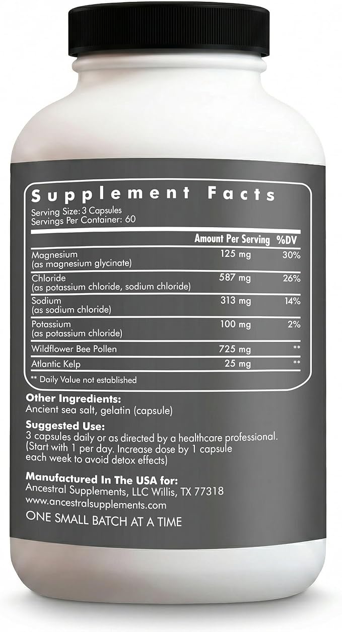 Ancestral Supplements Minerals &amp Electrolytes with Magnesium Potassium Sodium Supports Optimal Hydration Immune Health Athletic Performance Digestion and Remineralization 180 Capsules