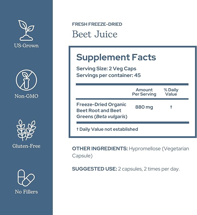 Eclectic Herb - Premium Raw Freeze-Dried Beet Juice Capsules | Natural Herbal Supplement | Cardiovascular Health Circulation &amp Blood Pressure Support | Organic Vegan Non-GMO (90 CT | 440 mg)