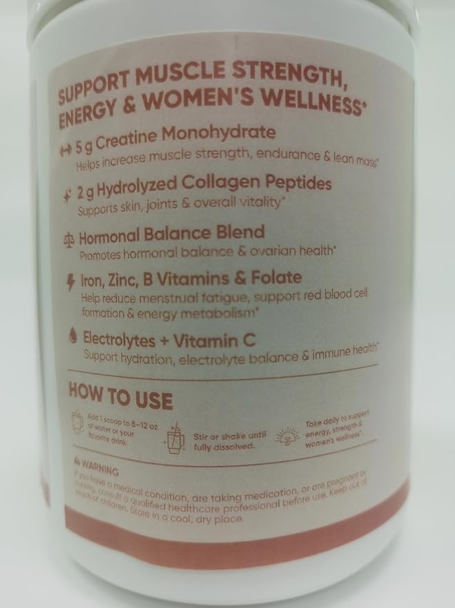 Venture Pal Creatine for Women – Hormone Balance &amp Energy Support Improves Muscle Strength Endurance &amp Recovery Collagen Complex for Skin &amp Joint Health Sugar-Free 30 Servings Mango P
