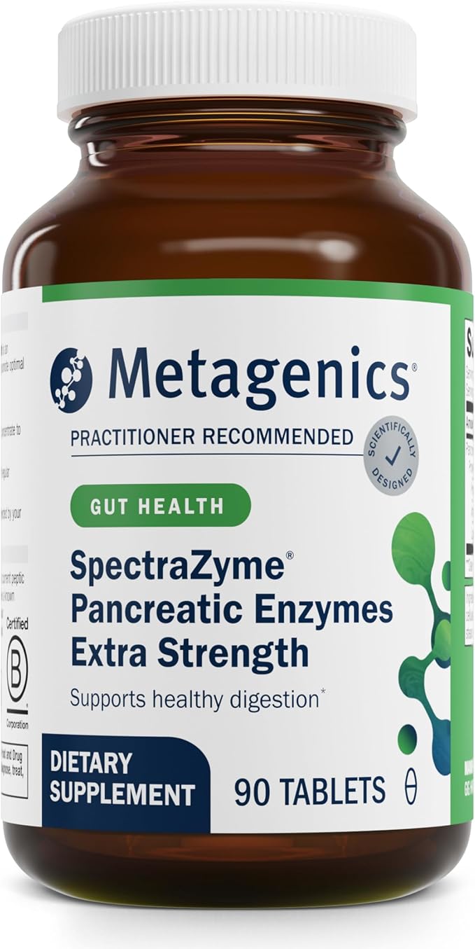Metagenics SpectraZyme - High‑Potency Pancreatic Enzyme Supplement* - Supports Digestion of Proteins Fats &amp Carbohydrates* - Non‑GMO Gluten‑Free - 90 Capsules