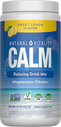 Natural Vitality Calm Magnesium Supplement Anti-Stress Drink Mix Powder Gluten Free Vegan &amp Non-GMO Sweet Lemon 16 oz