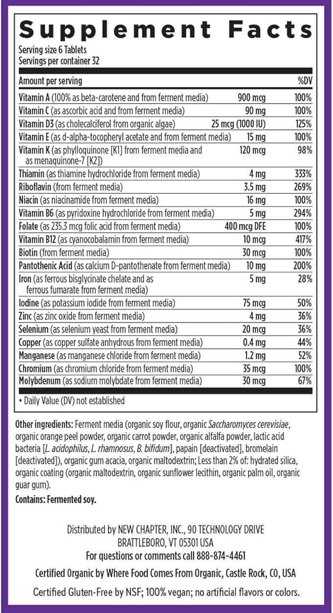 New Chapter Tiny Tabs Multivitamin with 20+ Nutrients for Immune Cellular Energy &amp Stress Support Including Vitamin D3 + B Vitamins 192 Count