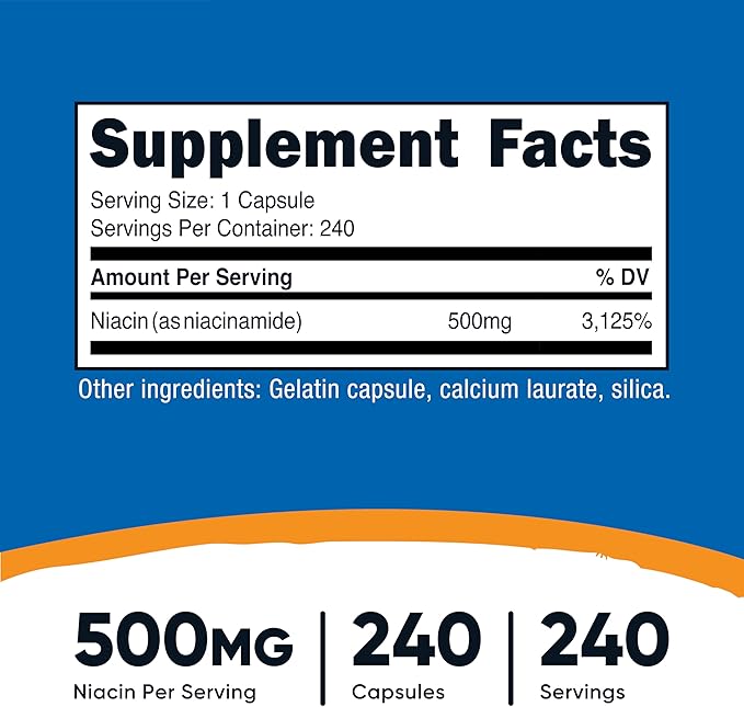 Nutricost Niacinamide (Vitamin B3) 500mg 240 Capsules (2 Bottles)
