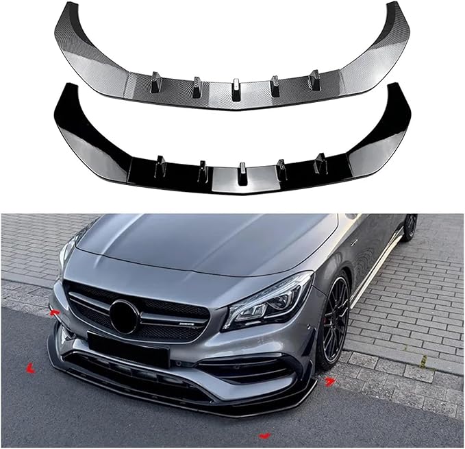 Kiyah Front Bumper Front Lip Spoiler Compatible for Mercedes Benz CLA Class C117 2016-2019 CLA200 260 CLA45 AMG Body Exterior Guard Decoration(Gloss Black)