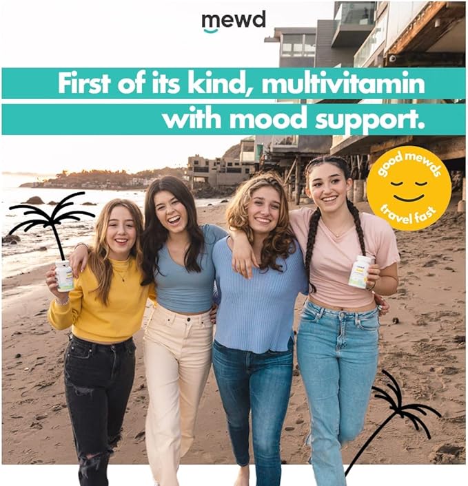 MEWD Teen and Kids Mood Support Multivitamin Gummies - Natural Focus &amp Calm with L-Theanine Vitamins A C D3 B6 B9 &amp B12 Plus Zinc &amp Iron - Vegan Immune Booster Gluten-Free Brain Hea