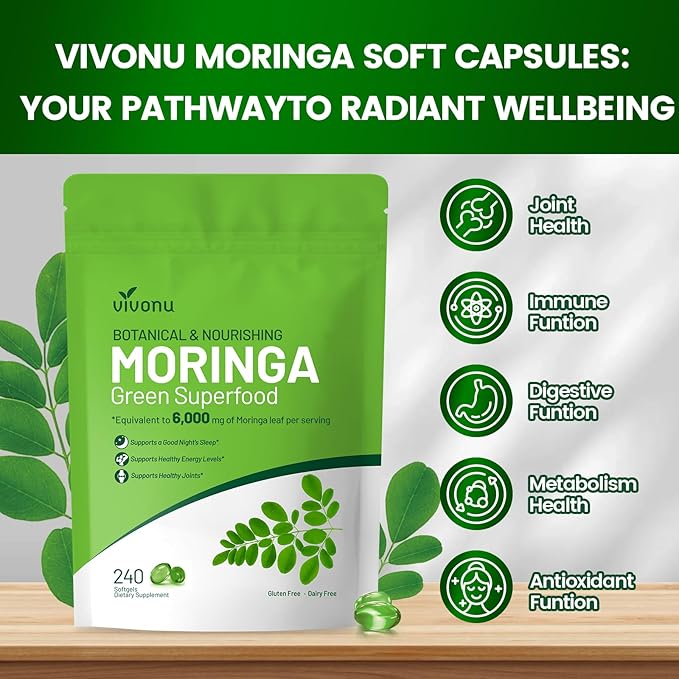 Pure Moringa Softgel Moringa Leaf Extracts 120 Day Supply 30:1 Ultra-Concentrated Liposomal Tech 98% Absorption Complete Green Superfood for Energy
