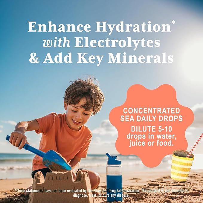 Trace Minerals for Kids - Trace Mineral Drops Concentrated Electrolytes with Ionic Magnesium for Hydration Muscle Function and Electrolyte Support - 2oz Unflavored Liquid