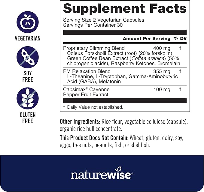 Naturewise [1] NighttimeSlim- Cayenne Green Coffee Bean GABA - 60 Capsules[30-Day Supply] + [1] Ashwagandha for Stress + GABA &amp L-Theanine - 60 Capsules[30-Day Supply]