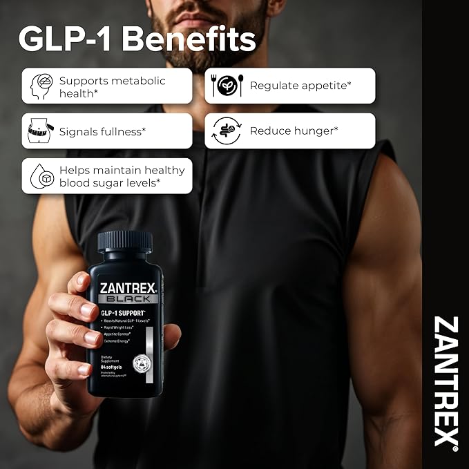 Zantrex Black – Naturally Boost GLP-1 &amp Metabolism Support | Thermogenic Energy Weight Management Formula | 60 Pills