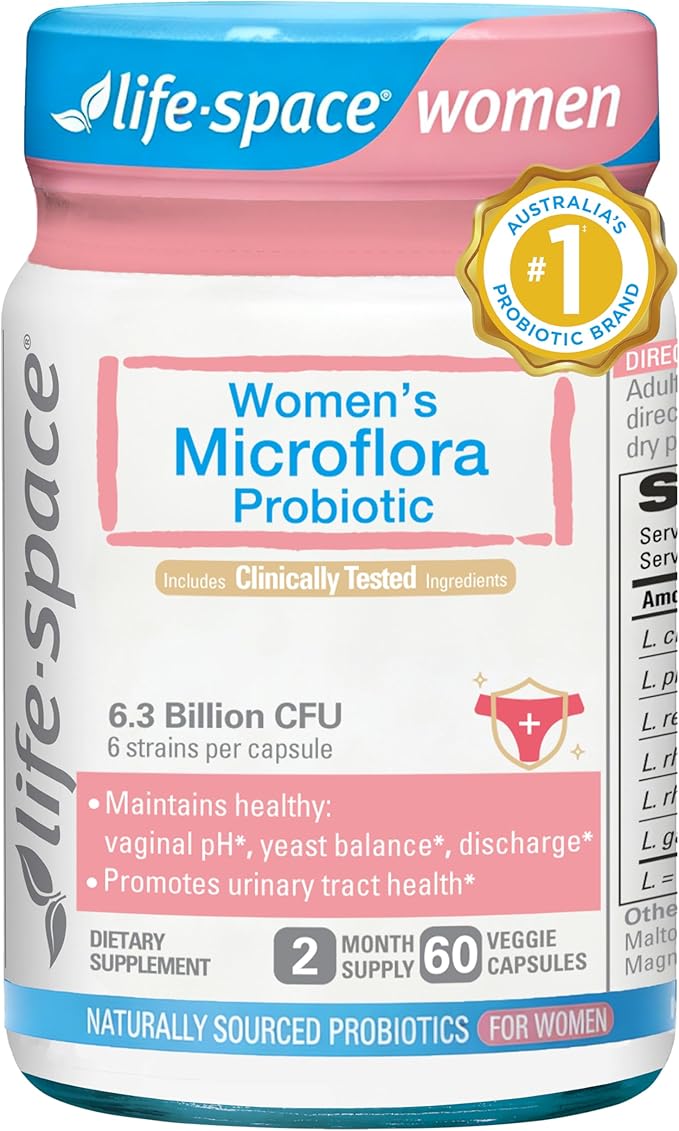 Life-Space Probiotic for Women 2 Month Serving Support Healthy Vaginal Microflora &amp Comfort Daily Supplement for Women pH Balance with Lactobacillus rhamnosus 6.3 Billion CFU &amp 6 Strains