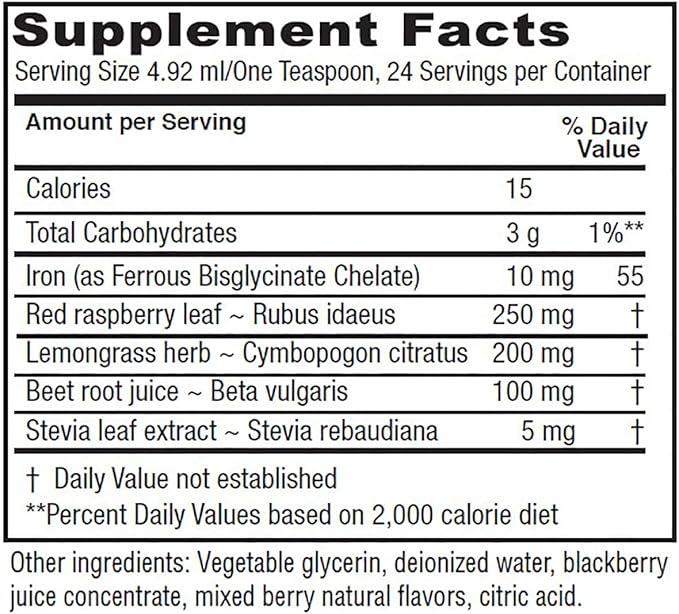 Vitanica Iron Tonic Liquid Iron Supplement Red Blood Cell Support Vegan 4 Ounce