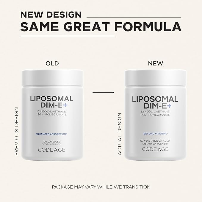 Codeage Liposomal DIM Supplement - 4 Months Supply of DIM Vitamins and SGS Pomegranate Broccoli Vitamin E Isomers Tocopherols Alpha Beta Gamma Delta - Liposomal Formula - Gluten-Free - 120 Capsules
