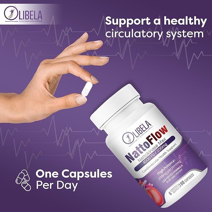 Nattokinase 4000 FU 180 Capsules Supports Heart Health Circulatory System &amp Normal Blood Flow. Enzymes for Overall Blood Health Detox &amp Cleanse. Non-GMO Vegan - 6 Months Supply