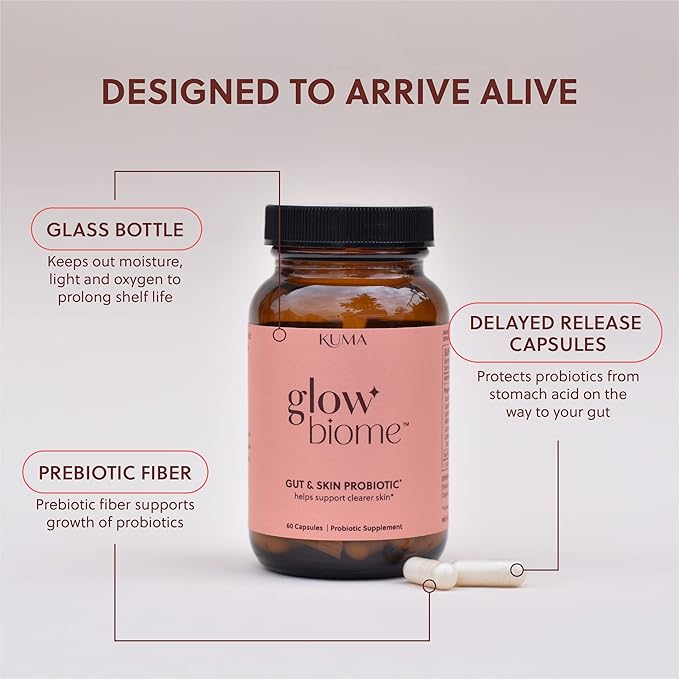 Kuma Glow Biome Clear Skin Probiotics + Prebiotic Capsules 60Ct.