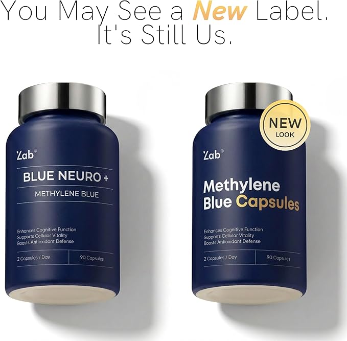 ZAB Methylene Blue Capsules Brain Supplement for Humans with Vitamin C &amp B Complex Blue Methylene 10 mg per Capsules Memory Clarity &amp Cognitive Support USP Grade Supplement