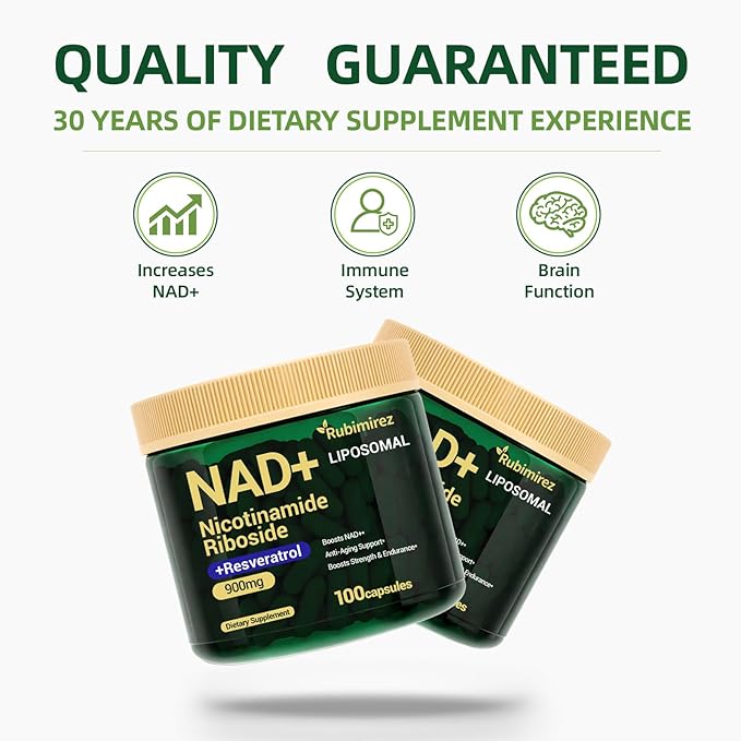 NAD+ Supplement with Nicotinamide Riboside &amp Resveratrol 900mg – Anti-Aging Support for Women &amp Men NMN Alternative Vegan Non-GMO - 100 Capsules 2 Pack