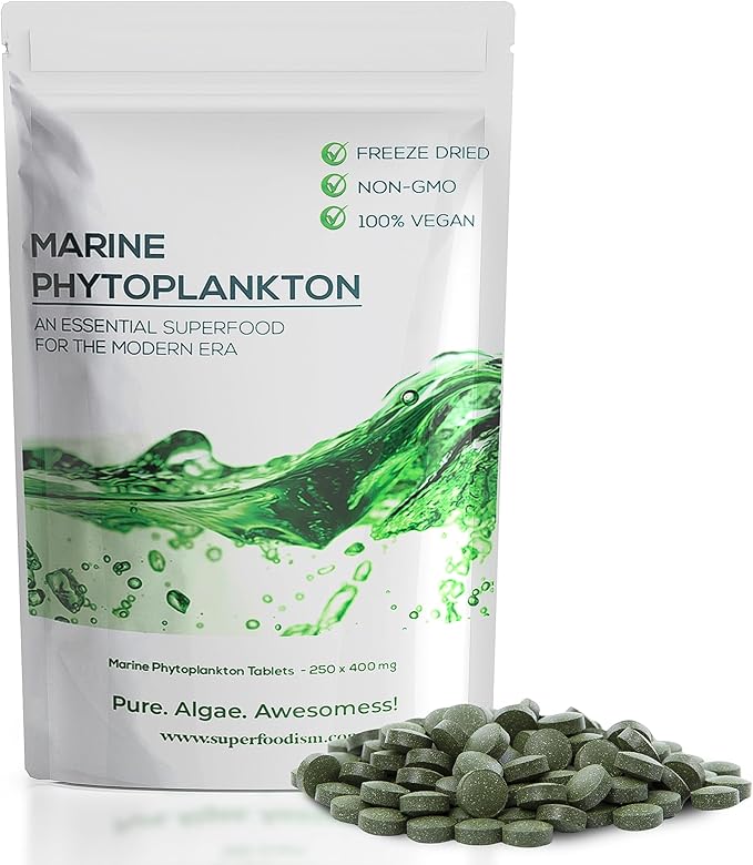 Marine Phytoplankton Supplement Superfood Rich in Omega-3 and Essential Nutrients (250 Tablets)