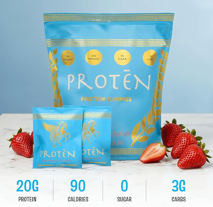 Protein Gummies by PROTĒN 20g Protein 90 Calories On-The-Go Snackable Nutrition