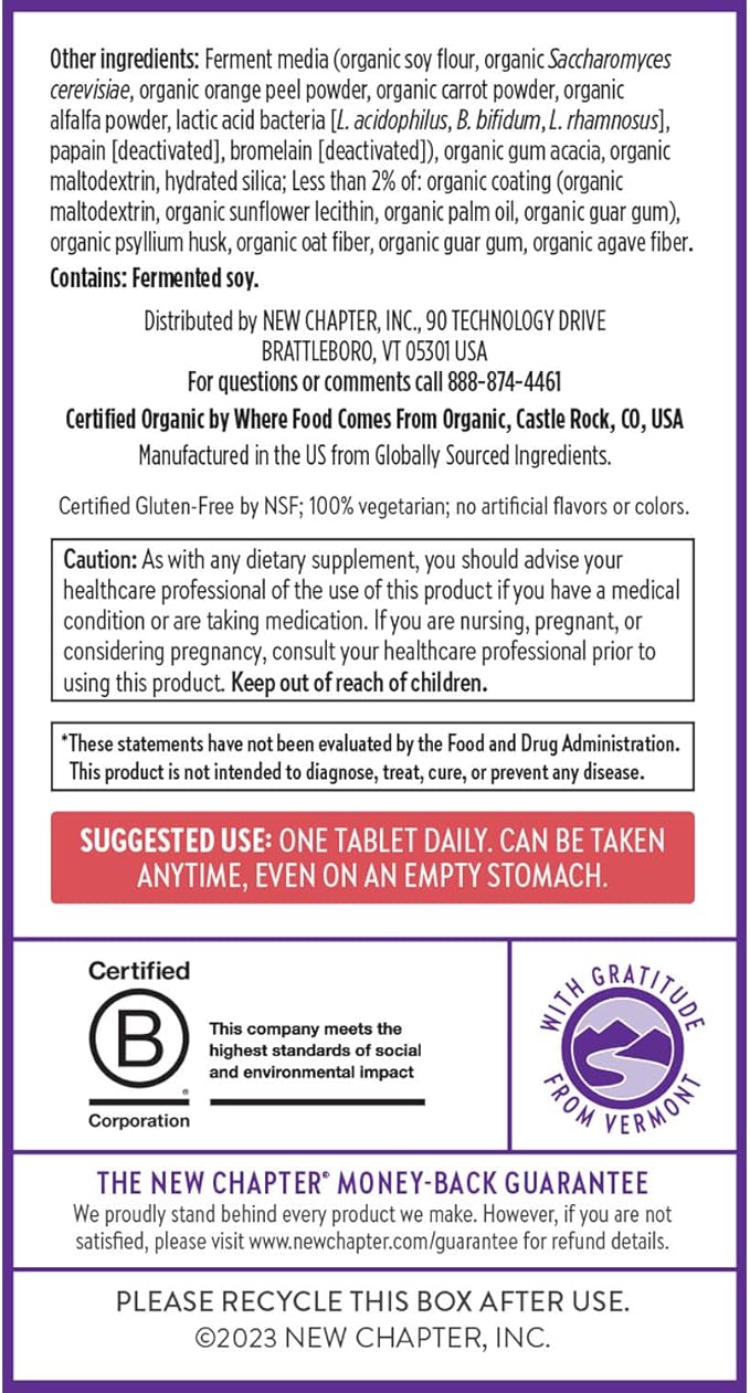 New Chapter Women’s Multivitamin 55+ Astaxanthin B6 B12 D3 Vitamin C &amp Zinc Immune Heart Cellular Energy and Bone Support Gentle on The Stomach One Daily Non-GMO Gluten-Free 96 Table