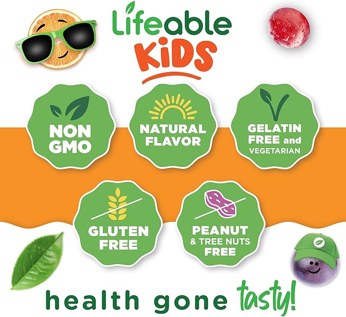 Lifeable Prebiotic Fiber Gummies for Kids | Kids Fiber Gummies 5g | Great Tasting Fiber Supplements for Kids | Prebiotic Gummies for Digestive Health | Fiber Gummy for Kids Children | 90 Gummies