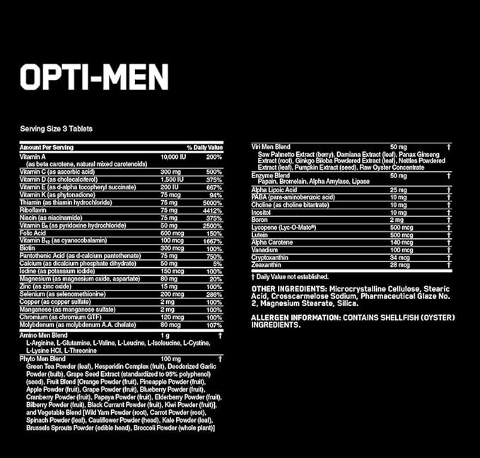 Optimum Nutrition Opti-Men Daily Multivitamin Supplement 90 Count