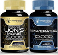 WELLNESS LABSRX Resveratrol Capsules 10000 - Lions Mane Supplement Capsules | Bundle