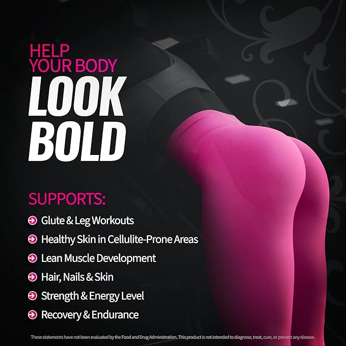 Bold Buns Creatine for Women – Booty Builder Supplement with Collagen &amp BCAA – Supports Muscle Development Post-Workout Recovery Skin Elasticity Healthy Hair &amp Nail | Unflavored – 30 Servin