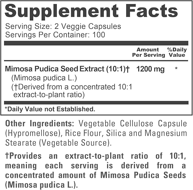 NusaPure Mimosa Pudica Capsules 1200 mg 200 Veg Capsules (Non-GMO Vegan)