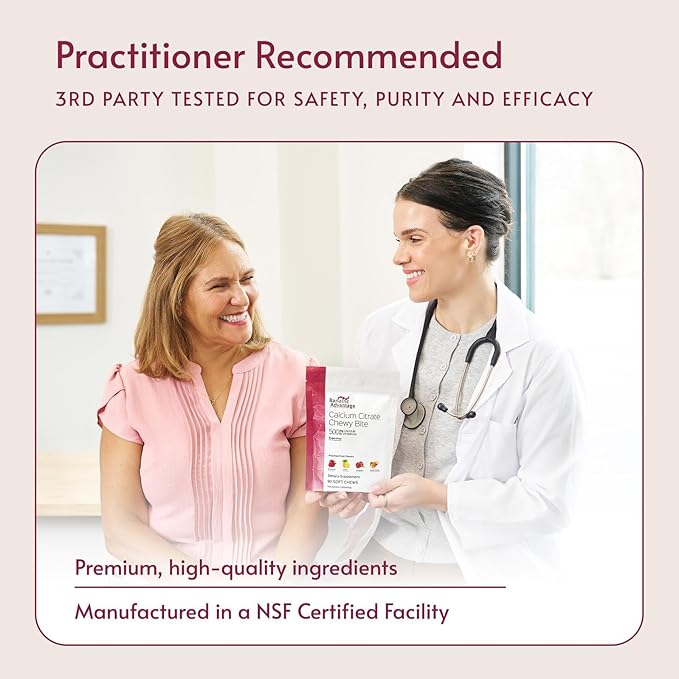 Bariatric Advantage Calcium Citrate Chewy Bites 500 mg - Highly Absorbable &amp Digestible - Vitamin D3 - Easily Chewable Calcium Supplement - Caramel Flavor - 90 Count