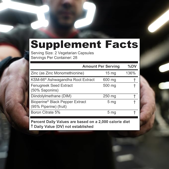 TRIUMPH Testosterone Booster for Men: Best Test Booster and Estrogen Blocker for Men with DIM KSM 66 Ashwagandha and Boron Citrate Build Natural Lean Muscle Mass and Strength 56 Veggie Capsules