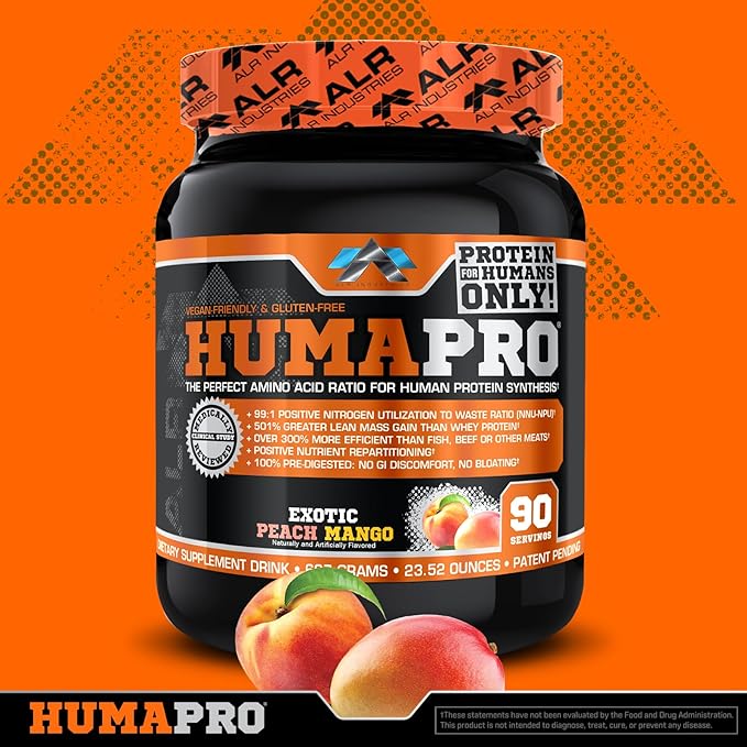 ALR Industries HumaPro Essential Amino Acid Formula | EAA Protein Supplement | Supports Muscle Recovery &amp Performance | Vegan Gluten Free | | 90 Servings (Exotic Peach Mango)