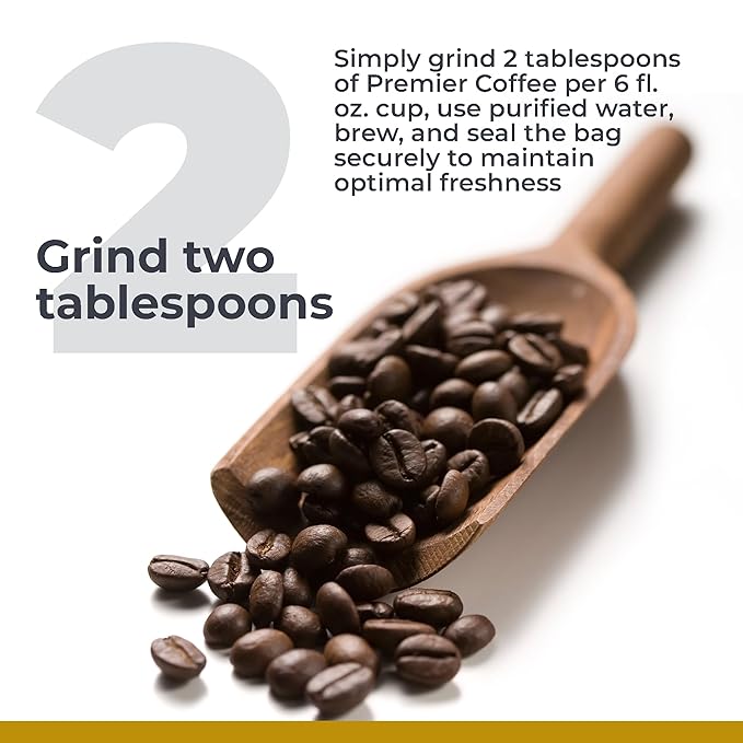 Premier Research Labs Organic Whole Roasted Coffee Beans - Medium Roast From Guji Region of Ethiopia Crafted for Optimal Health Benefits Sweet &amp Fruity Well-Balanced Gluten Free - 1 Pound