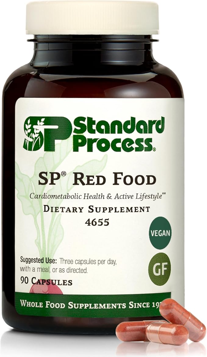 Standard Process SP Red Food - Circulation &amp Blood Flow Support - Supports Exercise Performance and Recovery - Aids Clarity - Non-GMO Gluten-Free &amp Vegan - 90 Capsules (30 Servings)