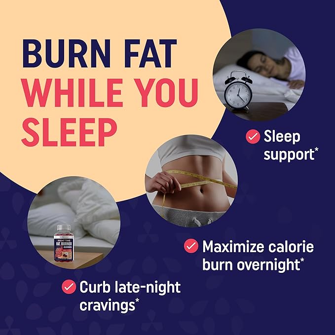 MAV NUTRITION Night Time Fat Burner Gummies and Apple Cider Vinegar Gummies | Nighttime Metabolism Boost &amp Weight Management Gummy Bundle | 30 Servings Each