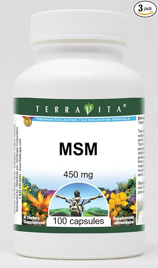 MSM - 450 mg (100 Capsules ZIN: 510649) - 3 Pack