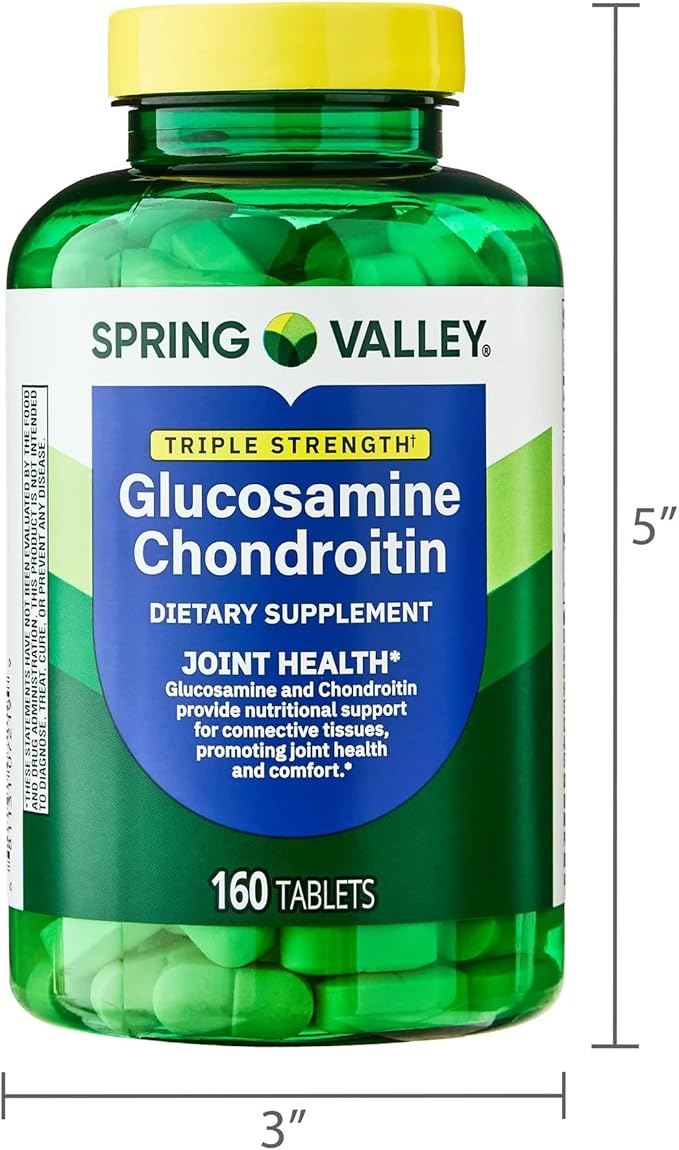 SUREFECT Spring Valley Triple Strength Glucosamine &amp Chondroitin Tablets - Joint Support 160 Count Organizer.