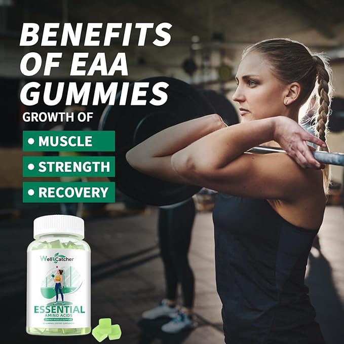 HMB and Leucine Gummies with Essential Amino Acids Gummies for Muscle Growth Energy Support
