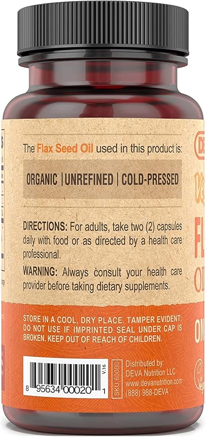 Deva Vegan Vitamins Flax Seed Oil 500 MG Vegan 90 Vcap (4 pack)